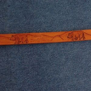 Belt, Leather w/Hand Carved Bears.